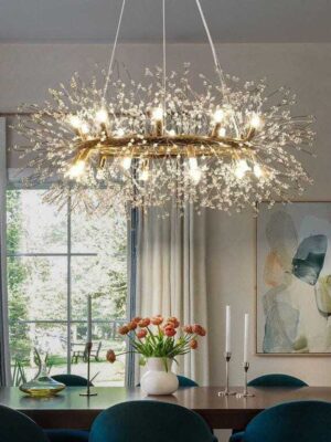 ثريا LED فاخرة بفروع كريستالية – إضاءة راقية لمسة فاخرة لأي غرفة