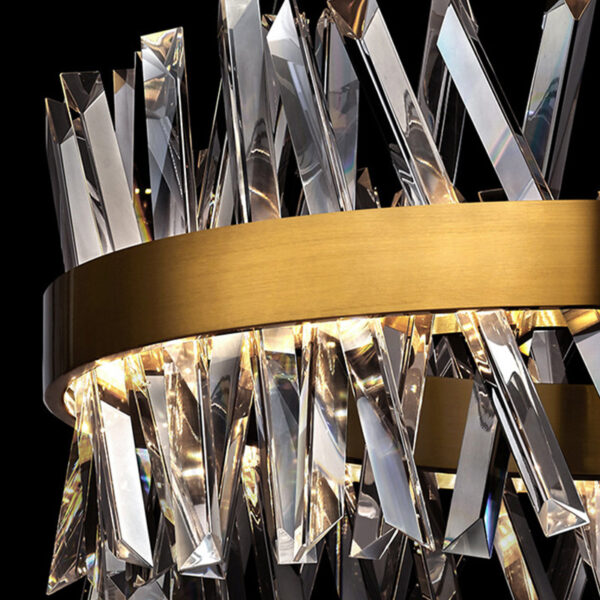 H150752a97829424e882ebab19942d2fe4 ثريا كريستالية حديثة فاخرة (دائرية) — تصميم ذهبي أنيق
