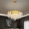 ثريا كريستال دائرية فاخرة – تصميم ذهبي أنيق