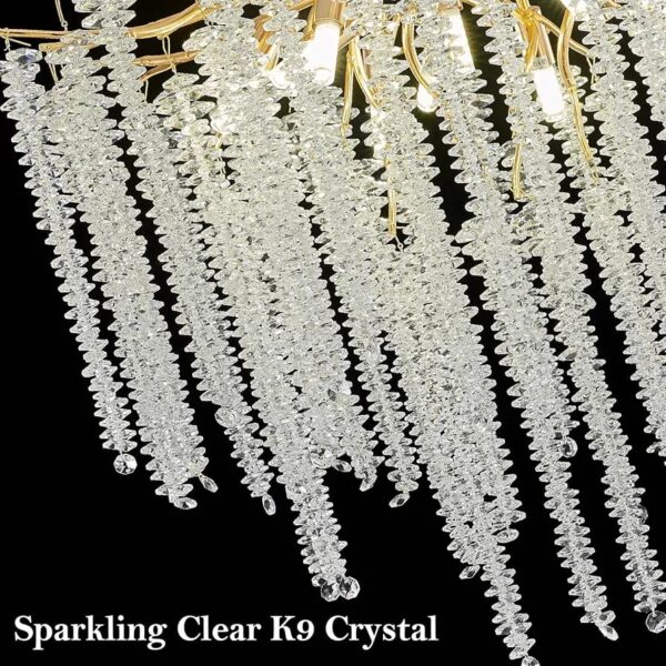 ثريا كريستال دائرية فاخرة – تصميم ذهبي أنيق