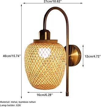 "مصباح جداري من الخيزران الطبيعي – تصميم بوهيمي فاخر"